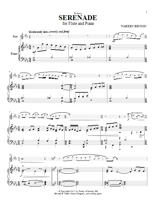 Warren Benson Serenade Sheet Music
