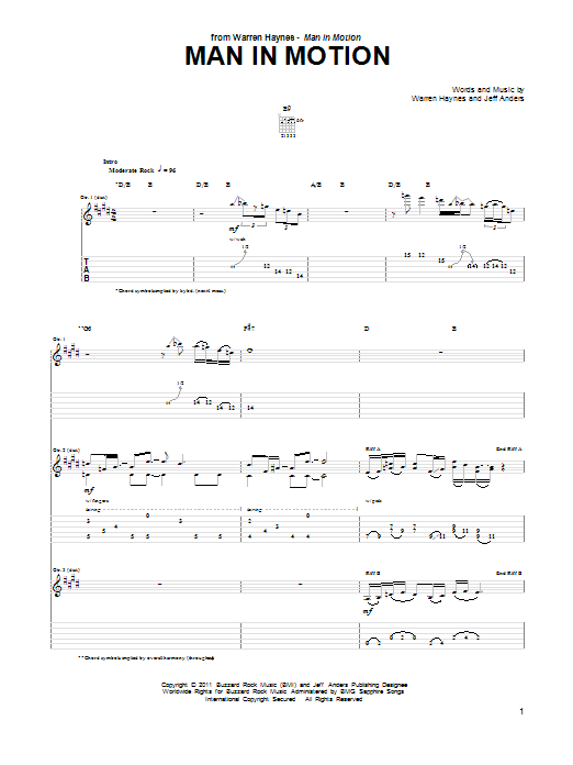 Warren Haynes Man In Motion Sheet Music