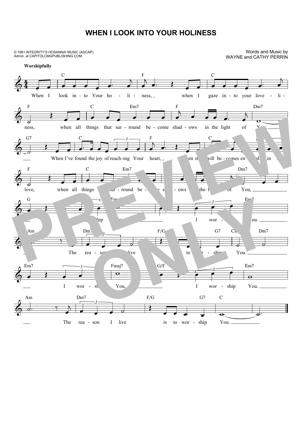 Wayne Perrin When I Look Into Your Holiness Sheet Music