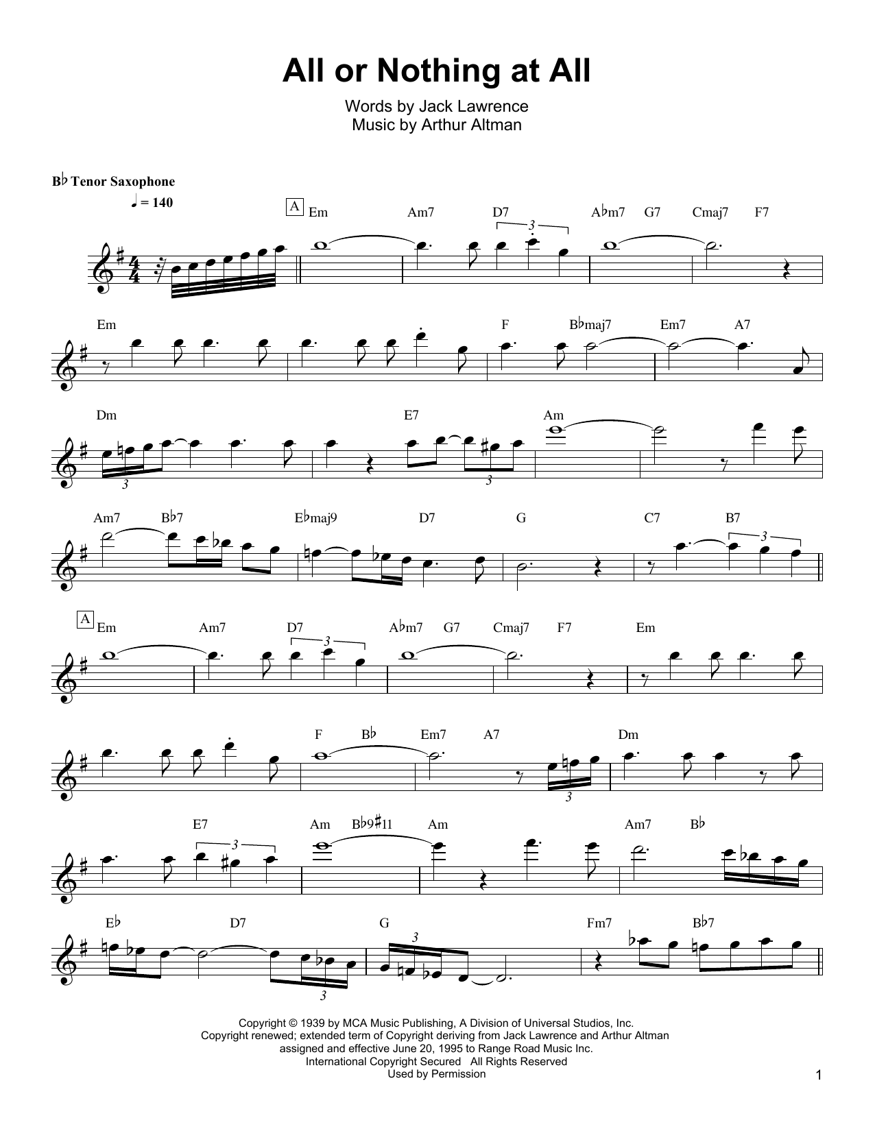 Wayne Shorter All Or Nothing At All Sheet Music
