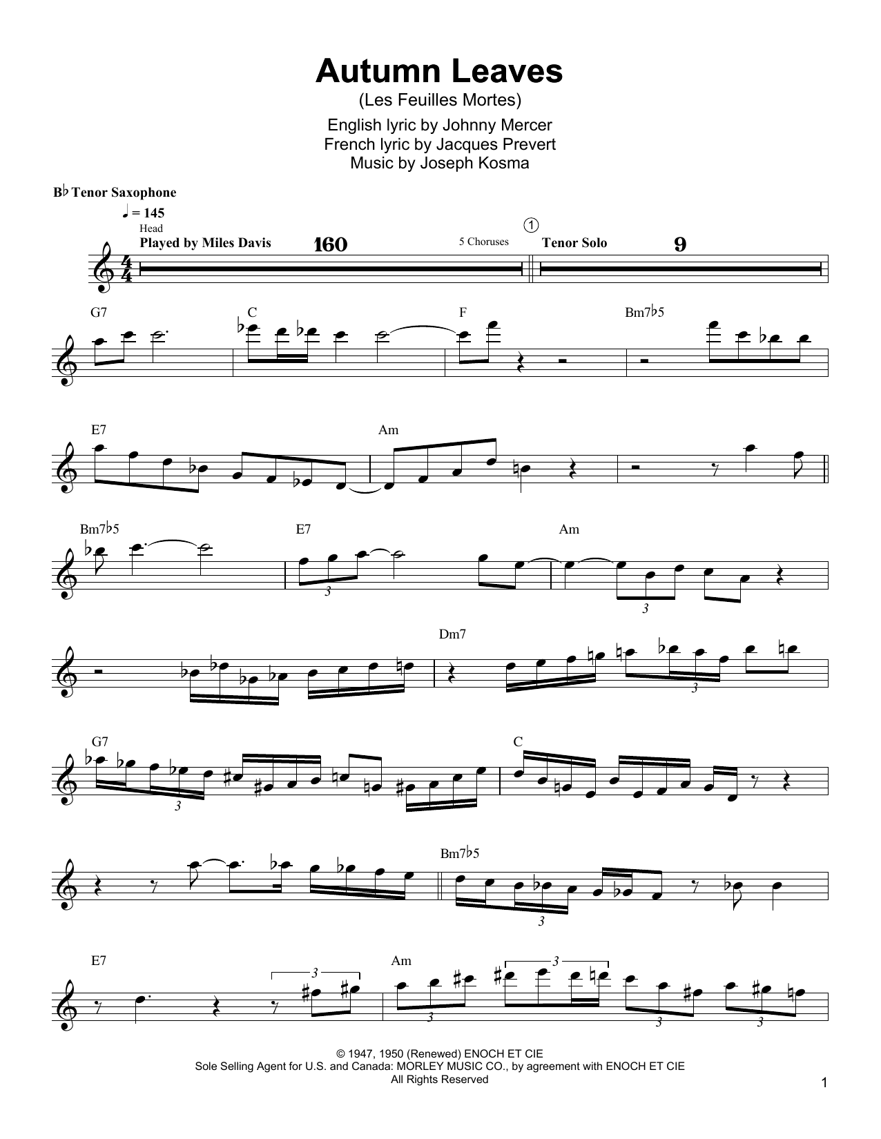 Wayne Shorter Autumn Leaves Sheet Music