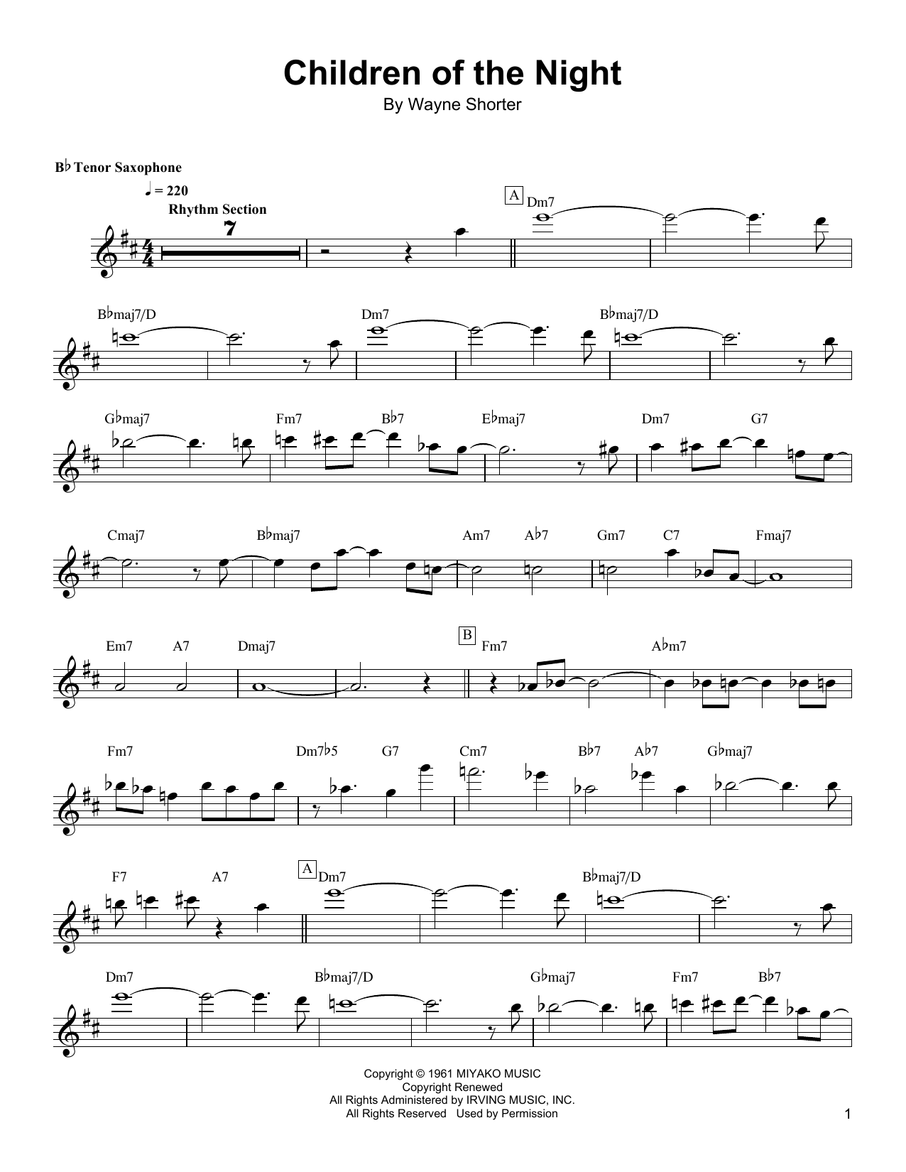 Wayne Shorter Children Of The Night Sheet Music