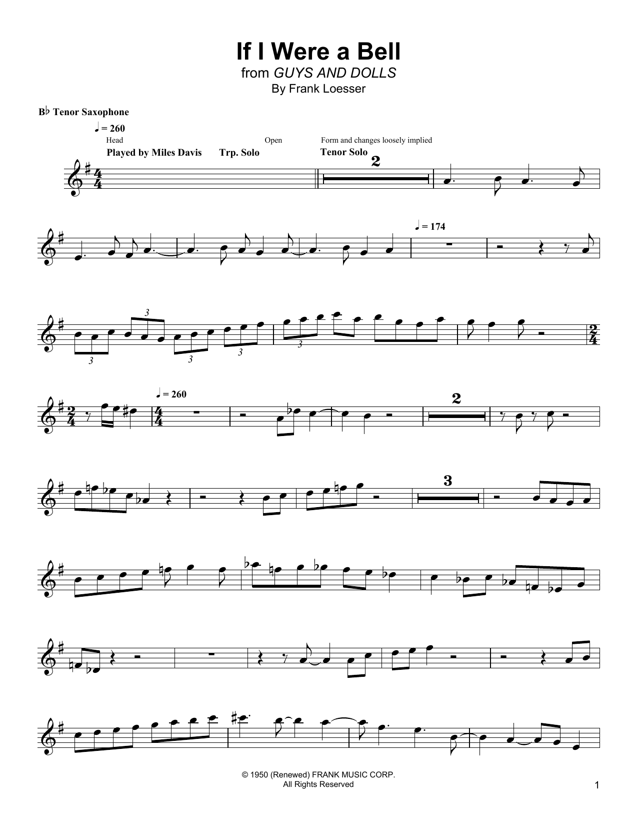 Wayne Shorter If I Were A Bell Sheet Music