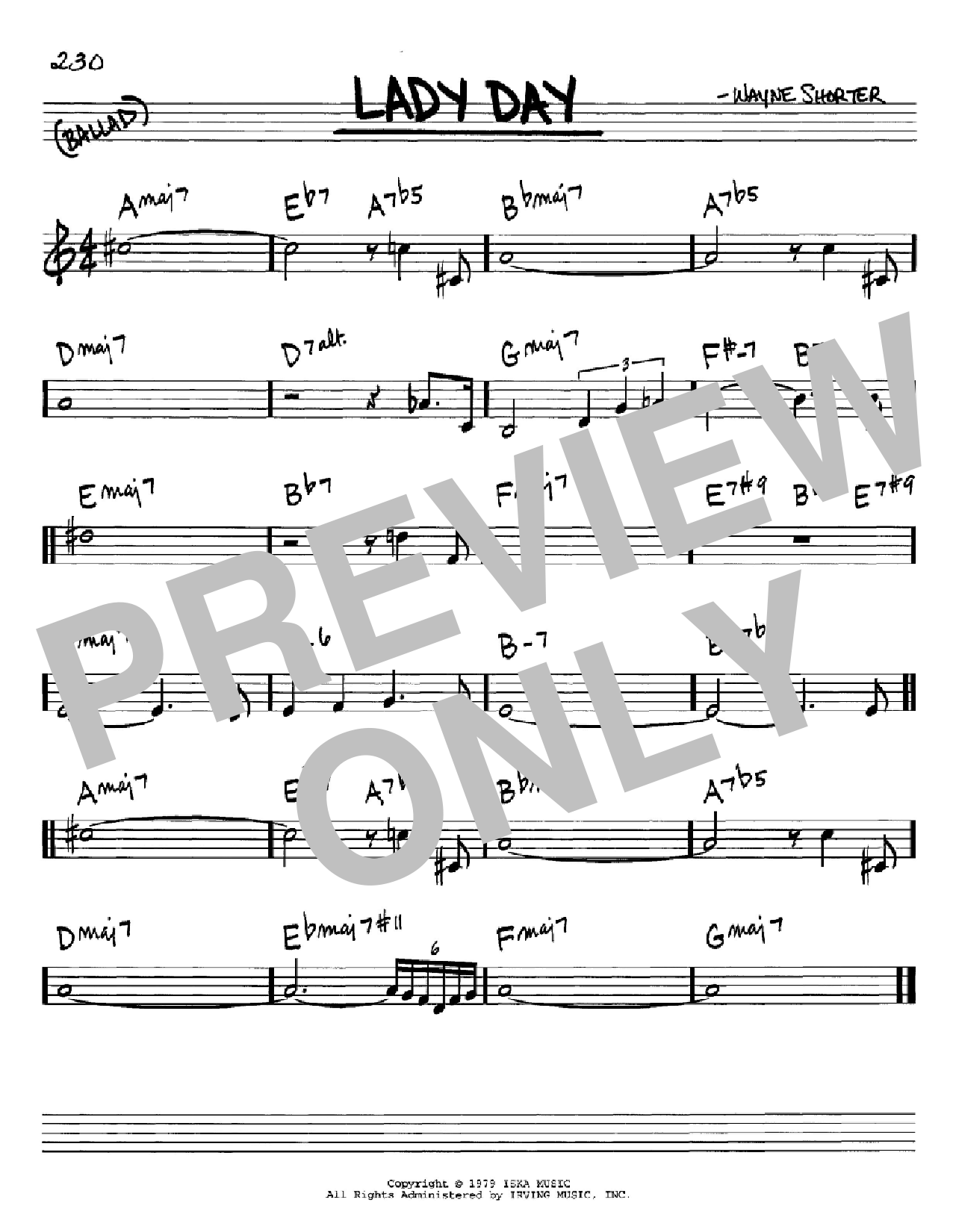 Wayne Shorter Lady Day Sheet Music
