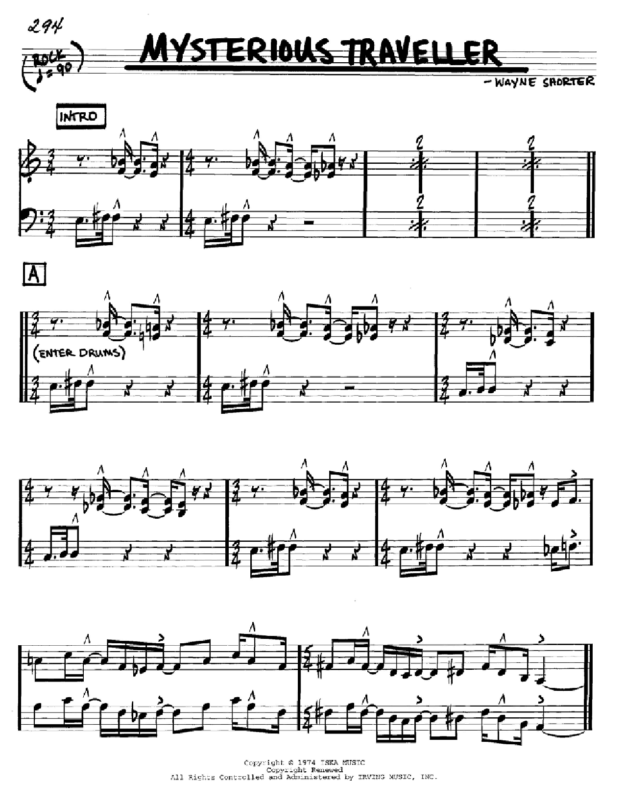 Wayne Shorter Mysterious Traveller Sheet Music