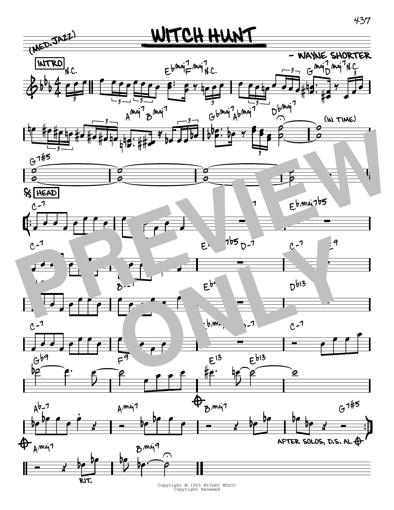 Wayne Shorter Witch Hunt [Reharmonized version] (arr. Jack Grassel) Sheet Music