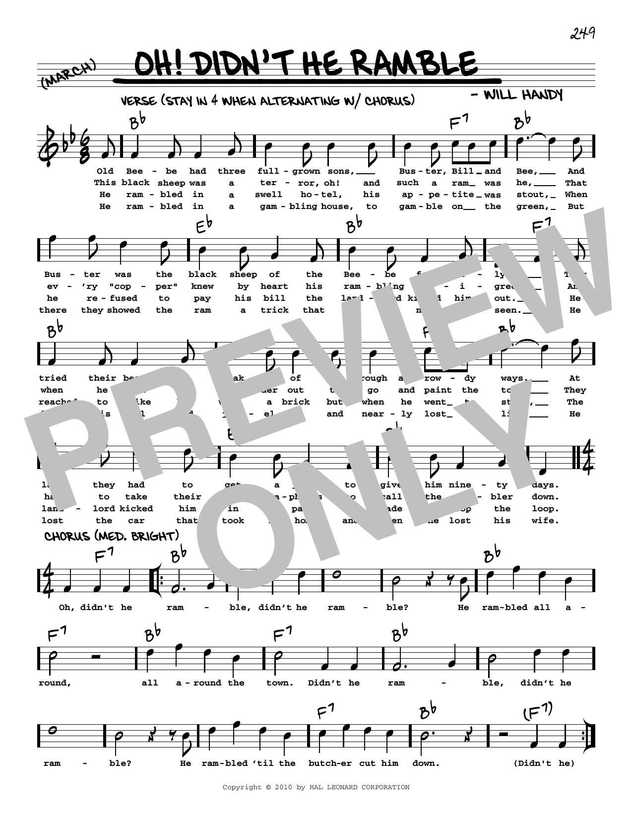 W.C. Handy Oh! Didn't He Ramble (arr. Robert Rawlins) Sheet Music