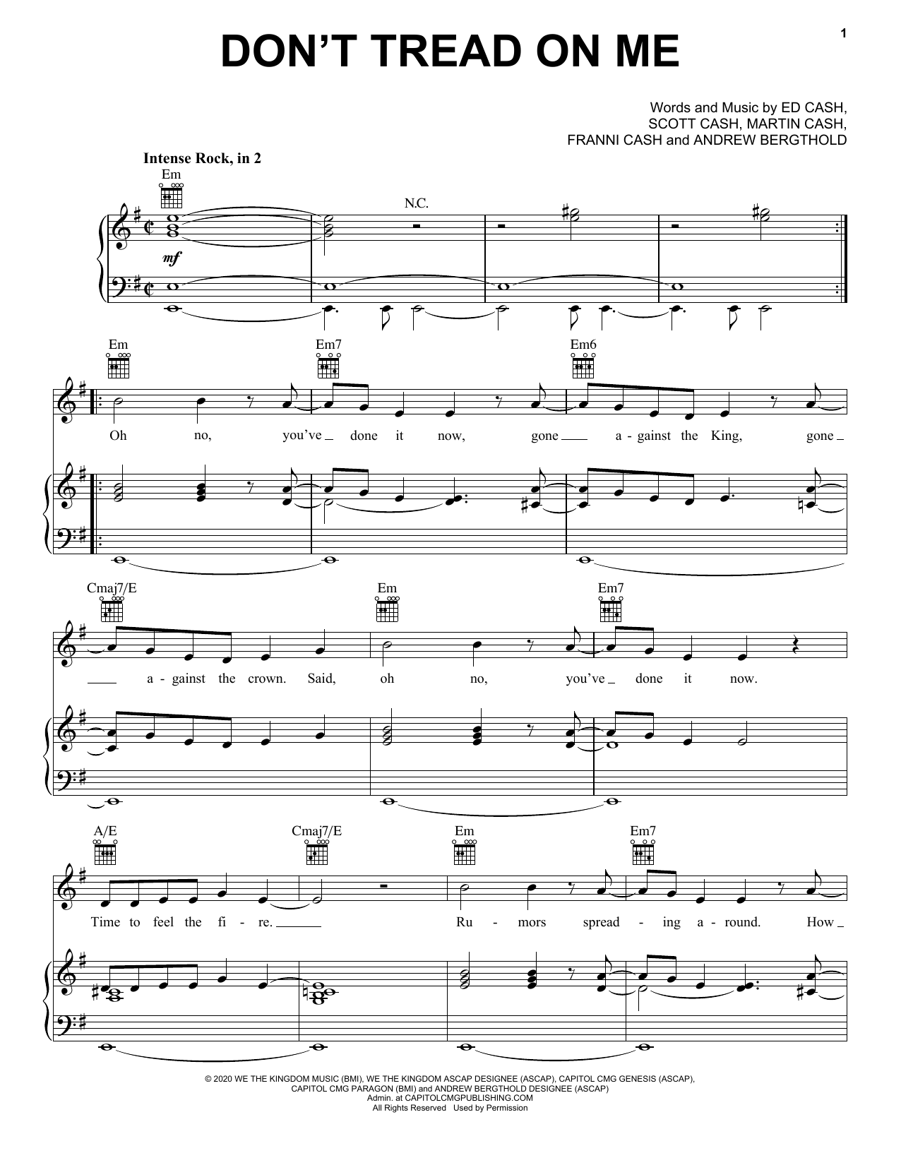 We The Kingdom Don't Tread On Me Sheet Music