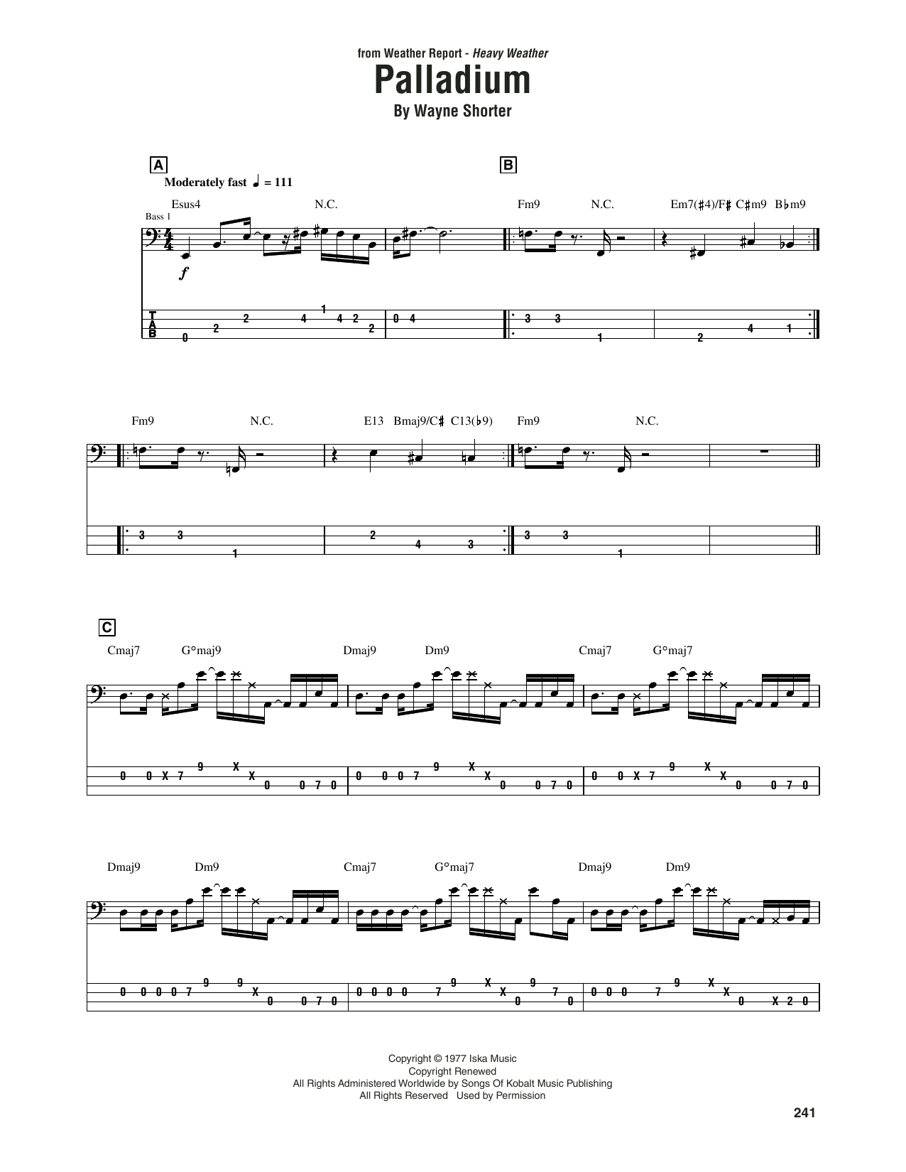 Weather Report Palladium Sheet Music