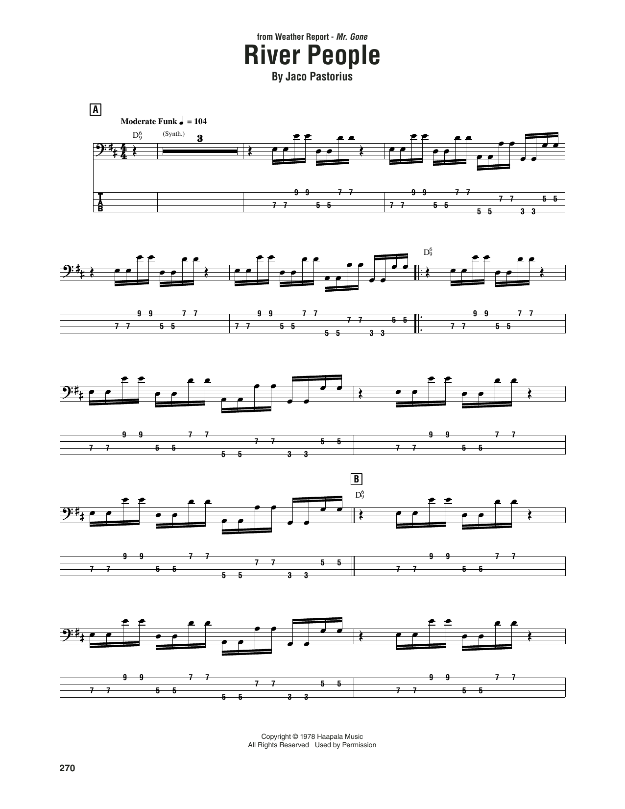 Weather Report River People Sheet Music