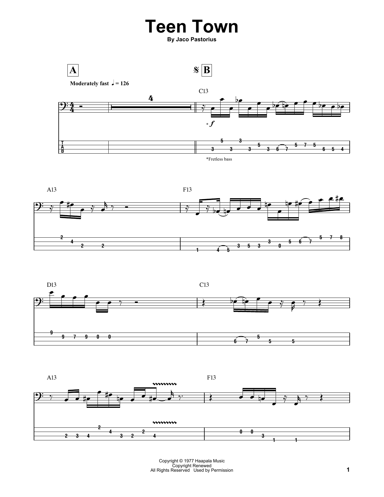 Weather Report Teen Town Sheet Music