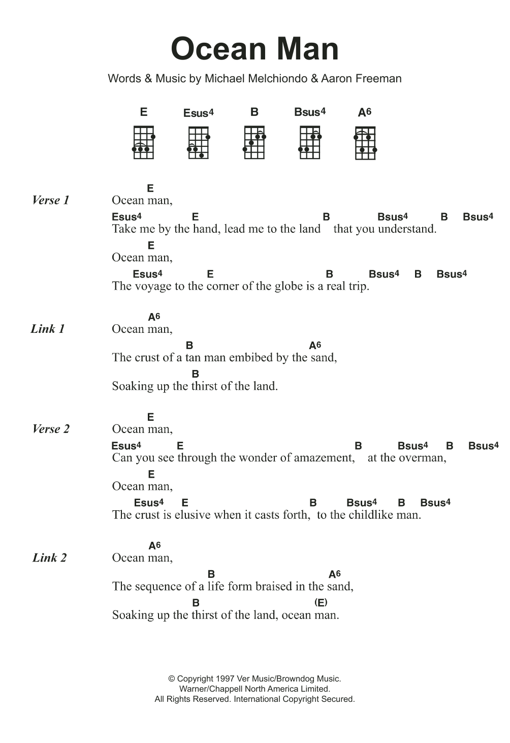 Ween Ocean Man Sheet Music