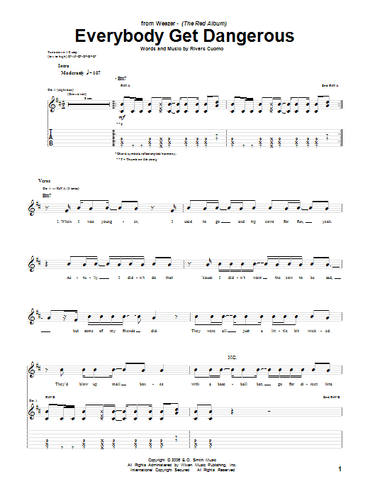 Weezer Everybody Get Dangerous Sheet Music