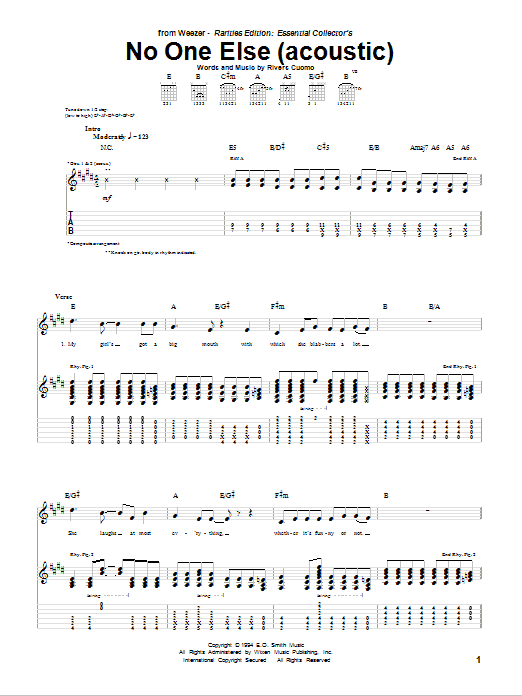 Weezer No One Else Sheet Music