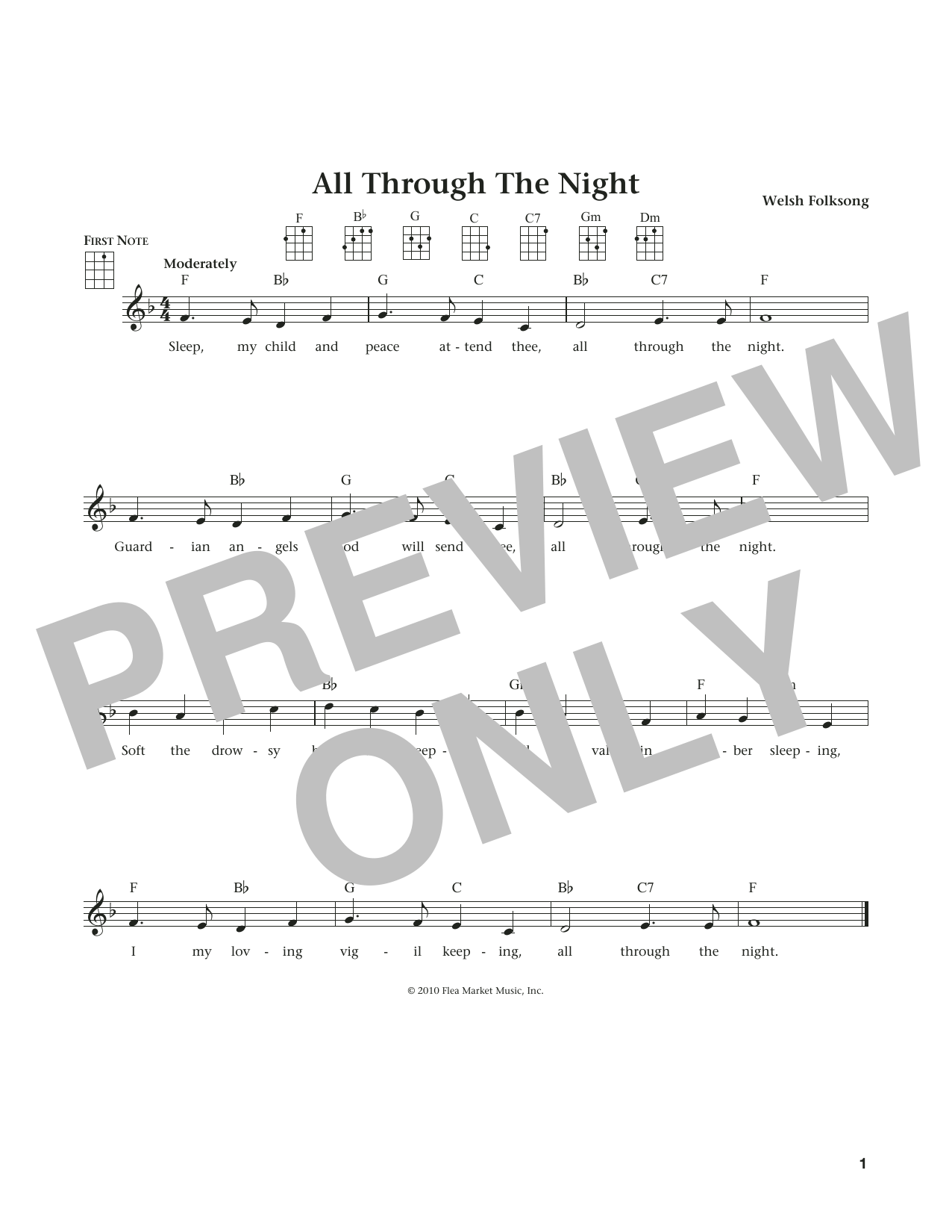 Welsh Folksong All Through The Night (from The Daily Ukulele) (arr. Liz and Jim Beloff) Sheet Music