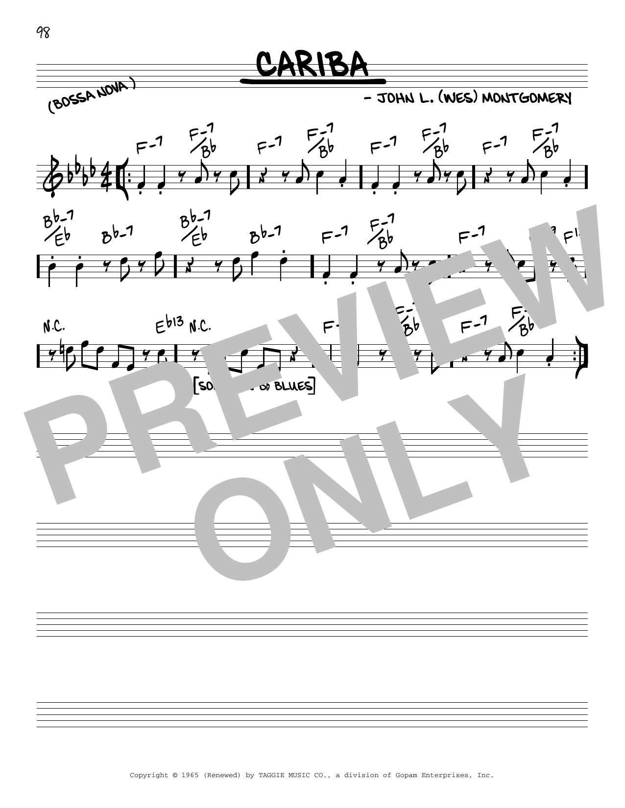 Wes Montgomery Cariba Sheet Music