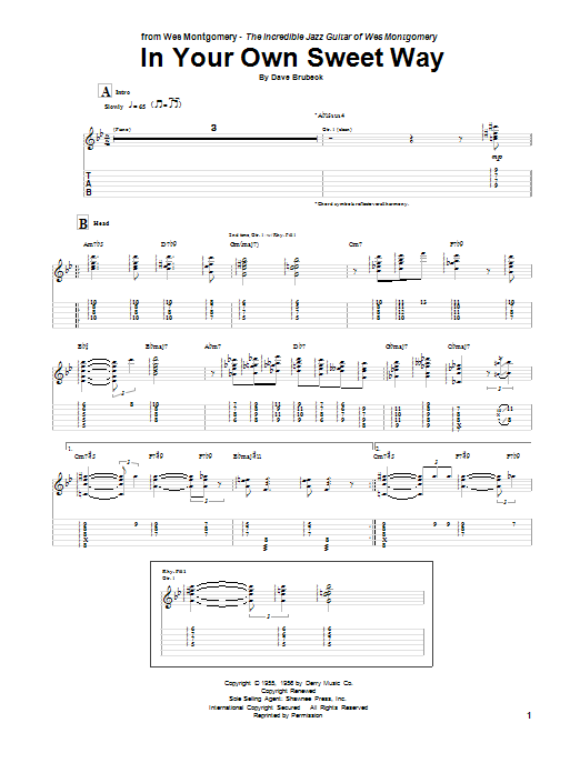 Wes Montgomery In Your Own Sweet Way Sheet Music