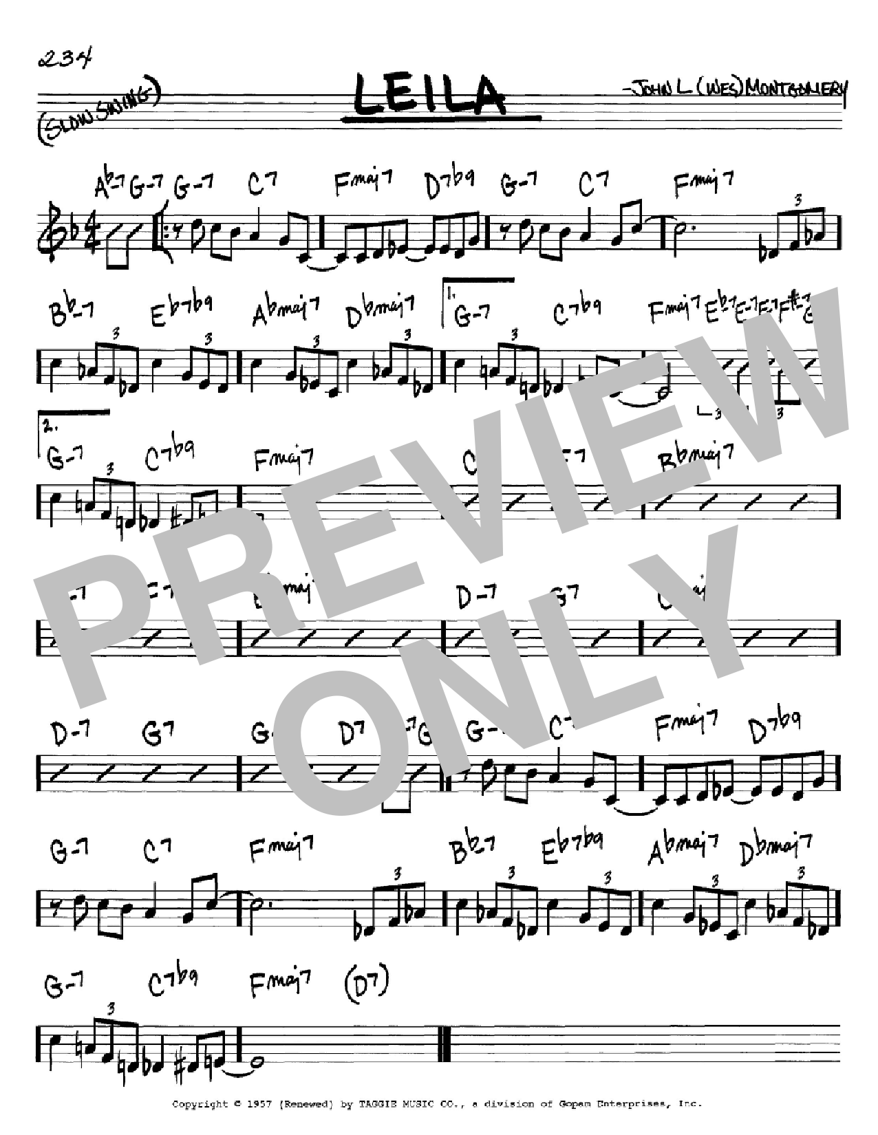 Wes Montgomery Leila Sheet Music