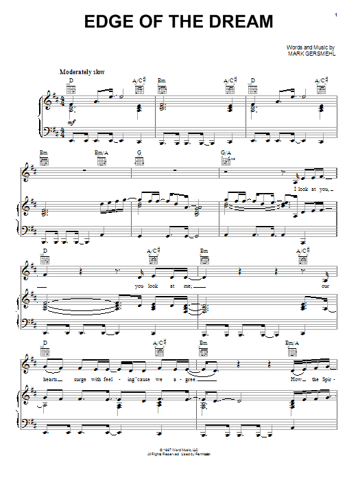 White Heart Edge Of The Dream Sheet Music