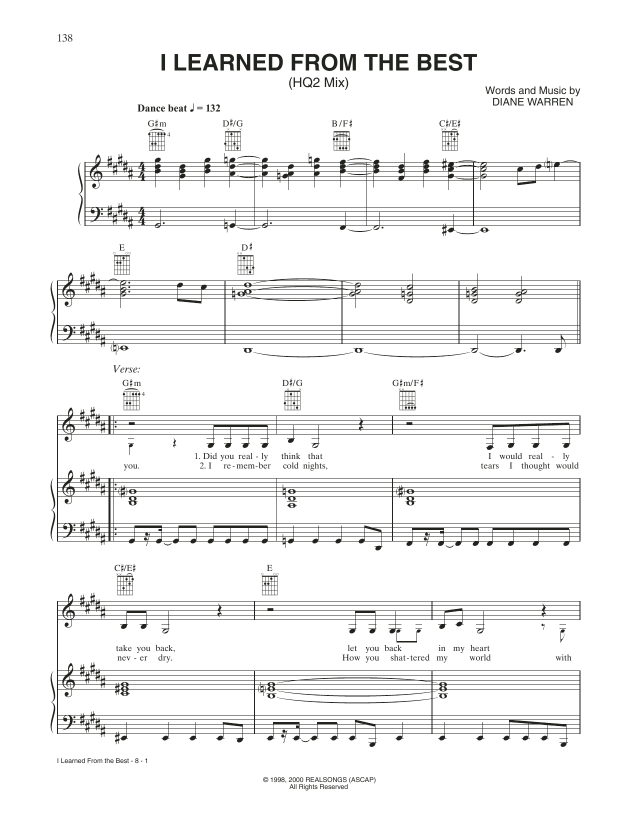Whitney Houston I Learned From The Best Sheet Music