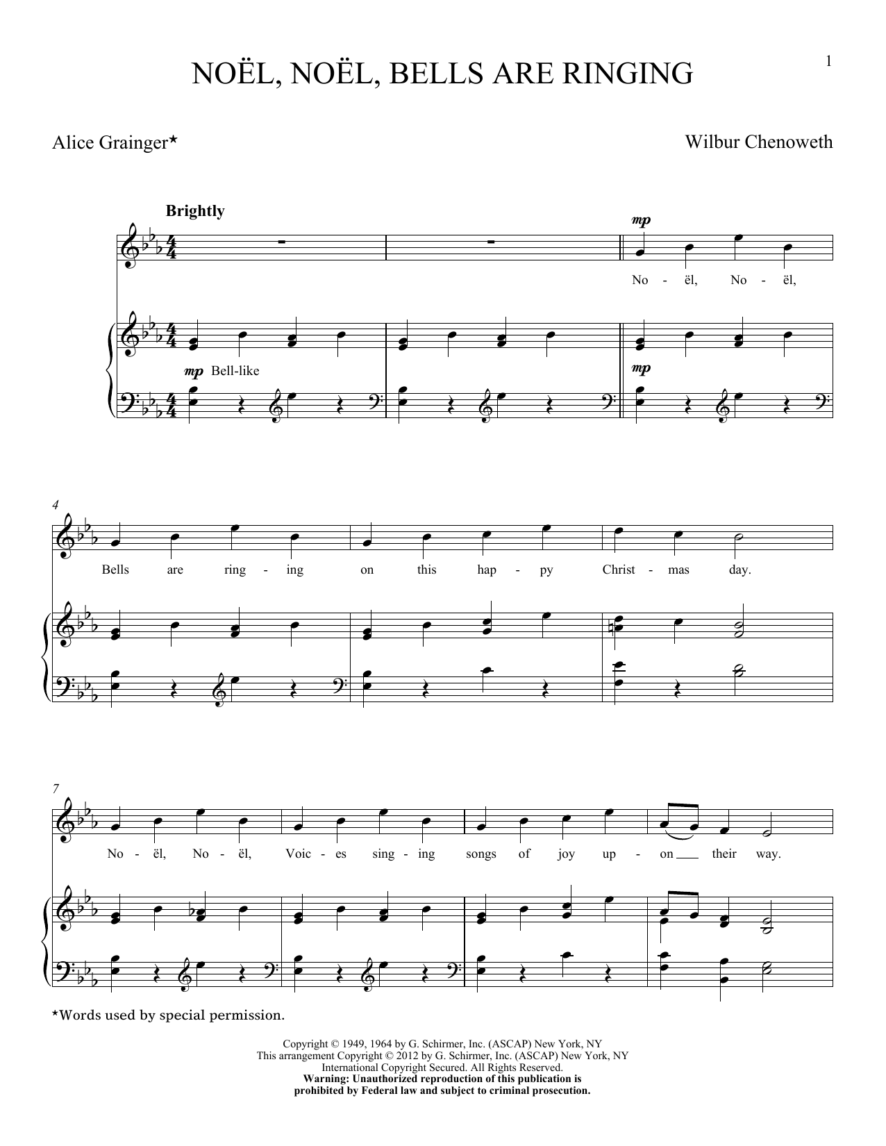 Wilbur Chenoweth Noel, Noel, Bells Are Ringing Sheet Music