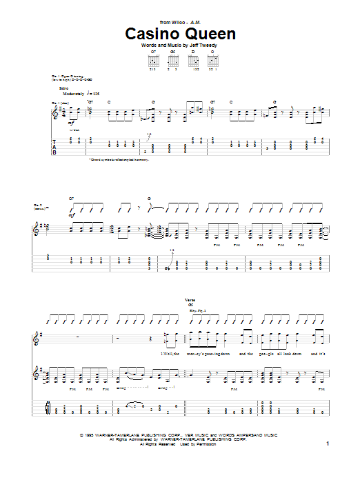 Wilco Casino Queen Sheet Music