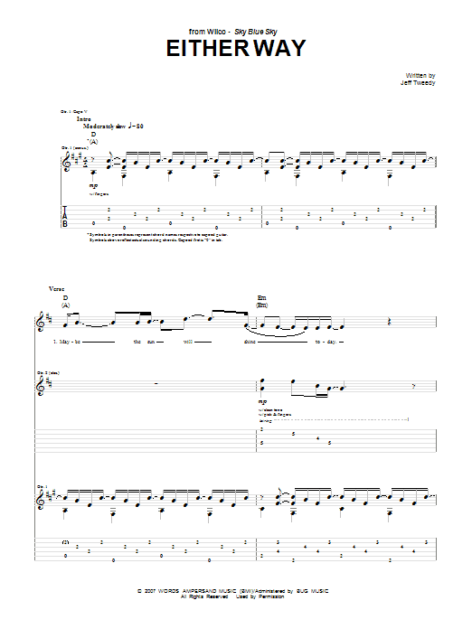 Wilco Either Way Sheet Music