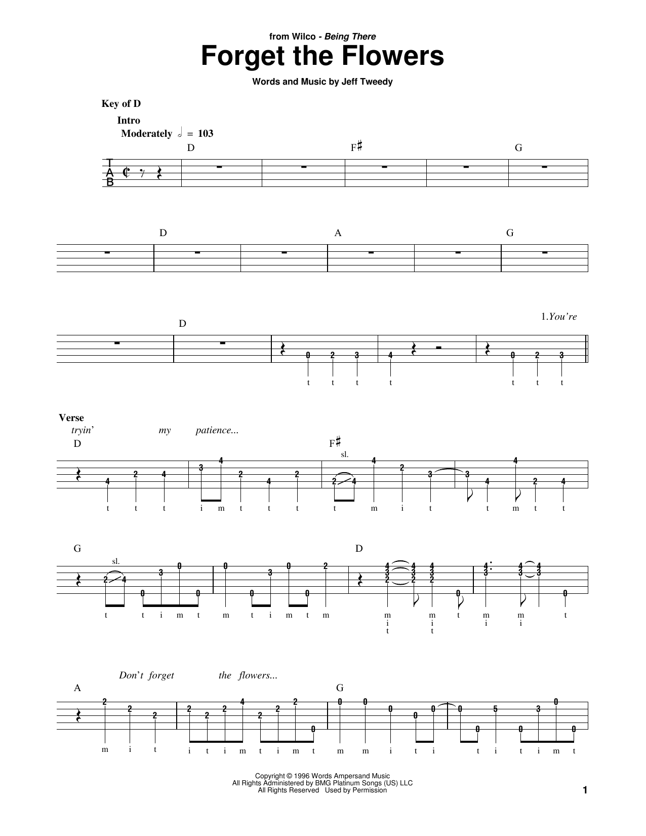 Wilco Forget The Flowers Sheet Music