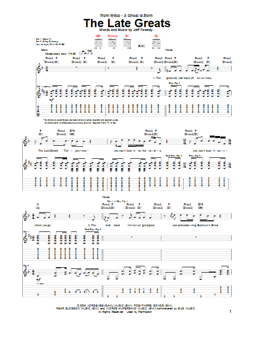 Wilco The Late Greats Sheet Music