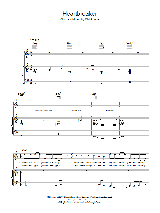 Will. I. Am feat. Cheryl Cole Heartbreaker Sheet Music