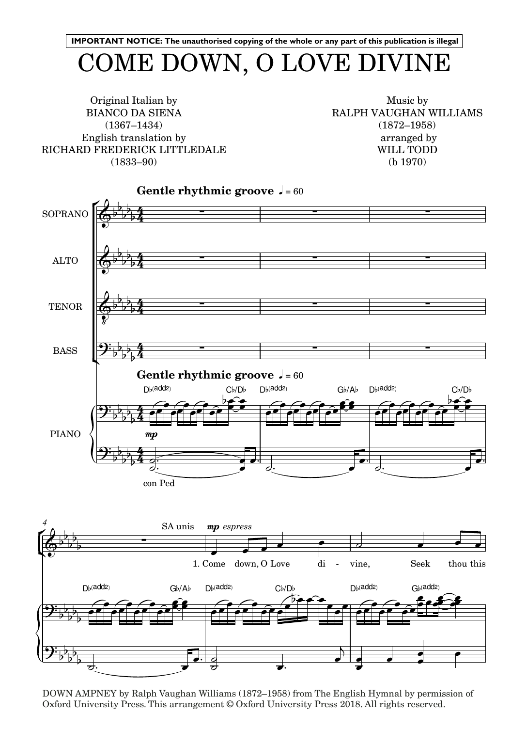 Will Todd Three Jazz Hymns (Come Down, O Love Divine; God Is Love/Love Divine; Let All Mor Sheet Music