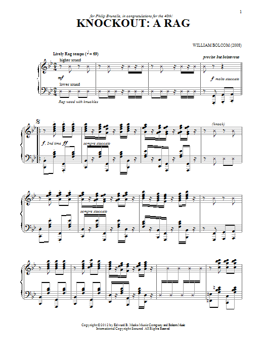 William Bolcom Knockout: A Rag Sheet Music