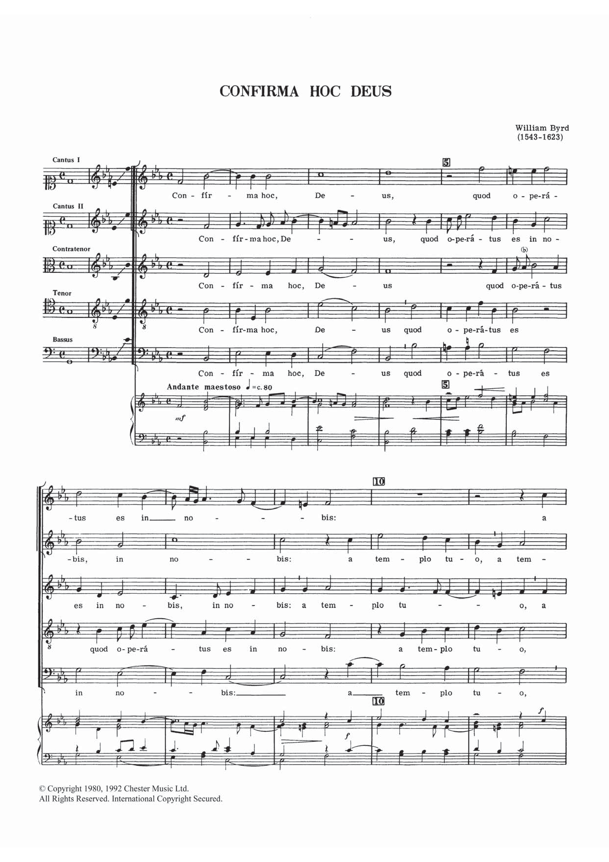 William Byrd Confirma Hoc Deus Sheet Music
