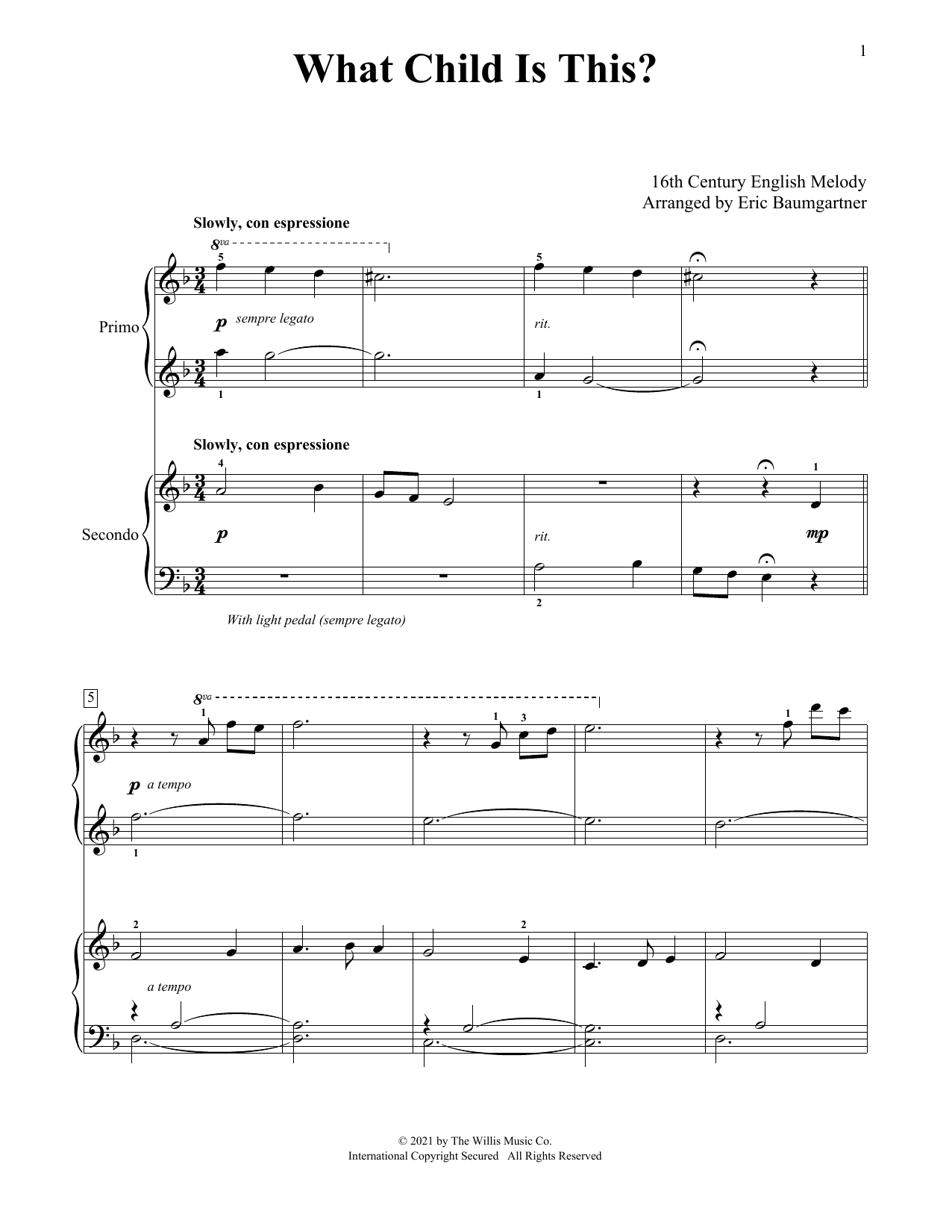 William C. Dix What Child Is This? (arr. Eric Baumgartner) Sheet Music