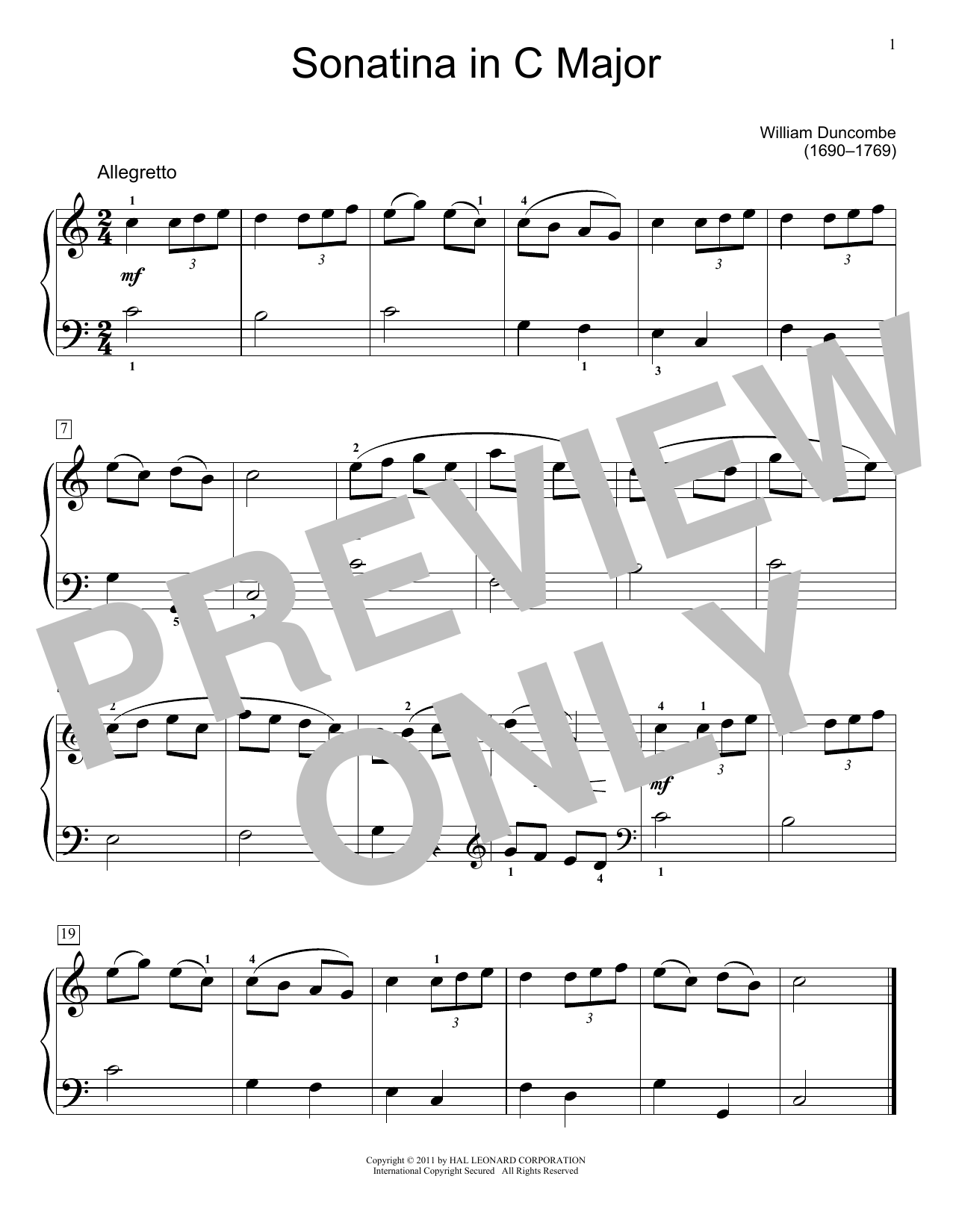 William Duncombe Sonatina Sheet Music