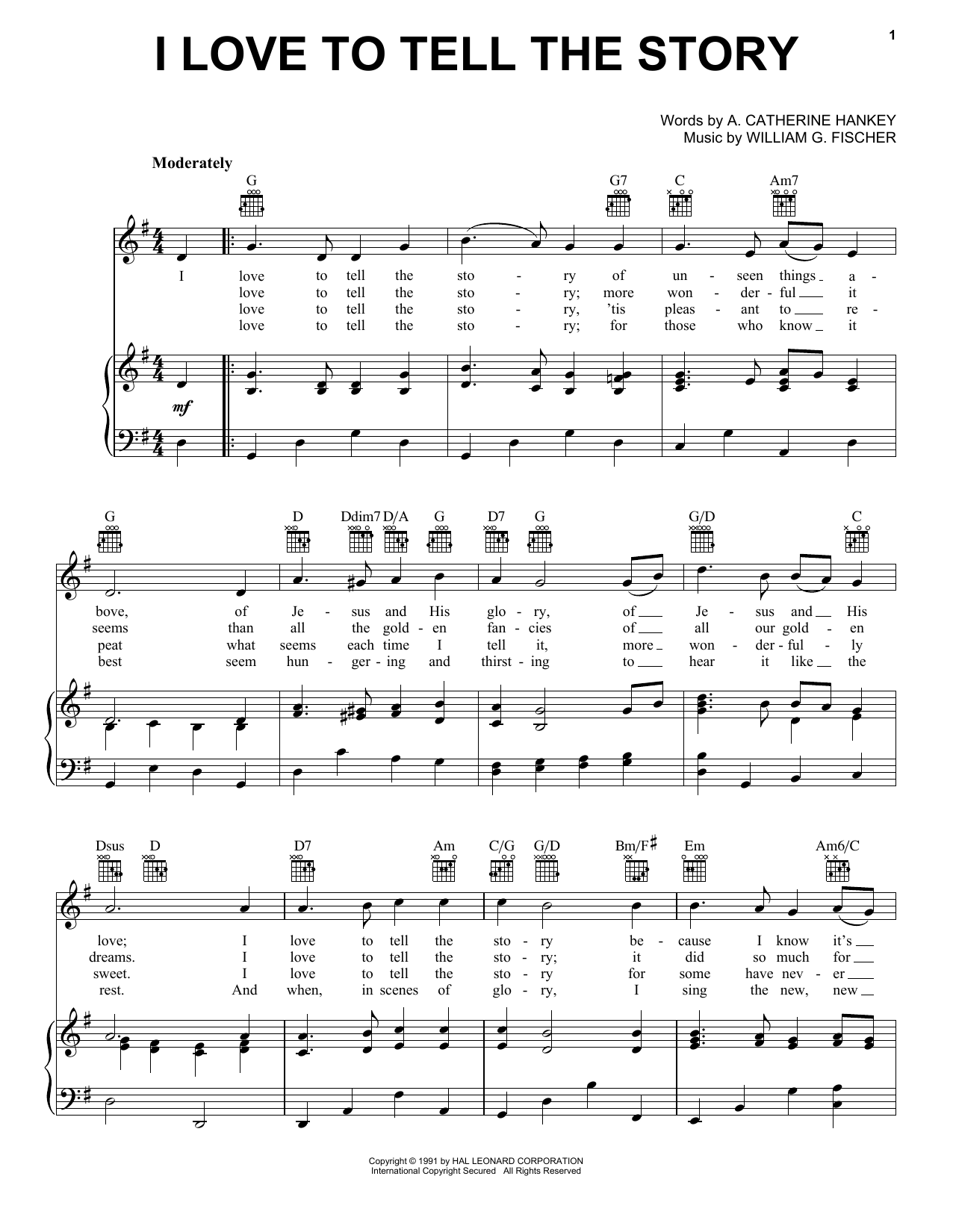 William G. Fischer I Love To Tell The Story Sheet Music