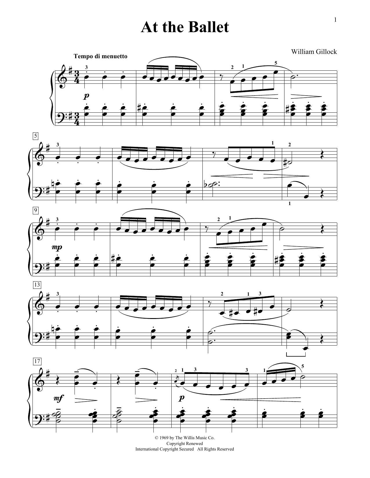 William Gillock At The Ballet Sheet Music