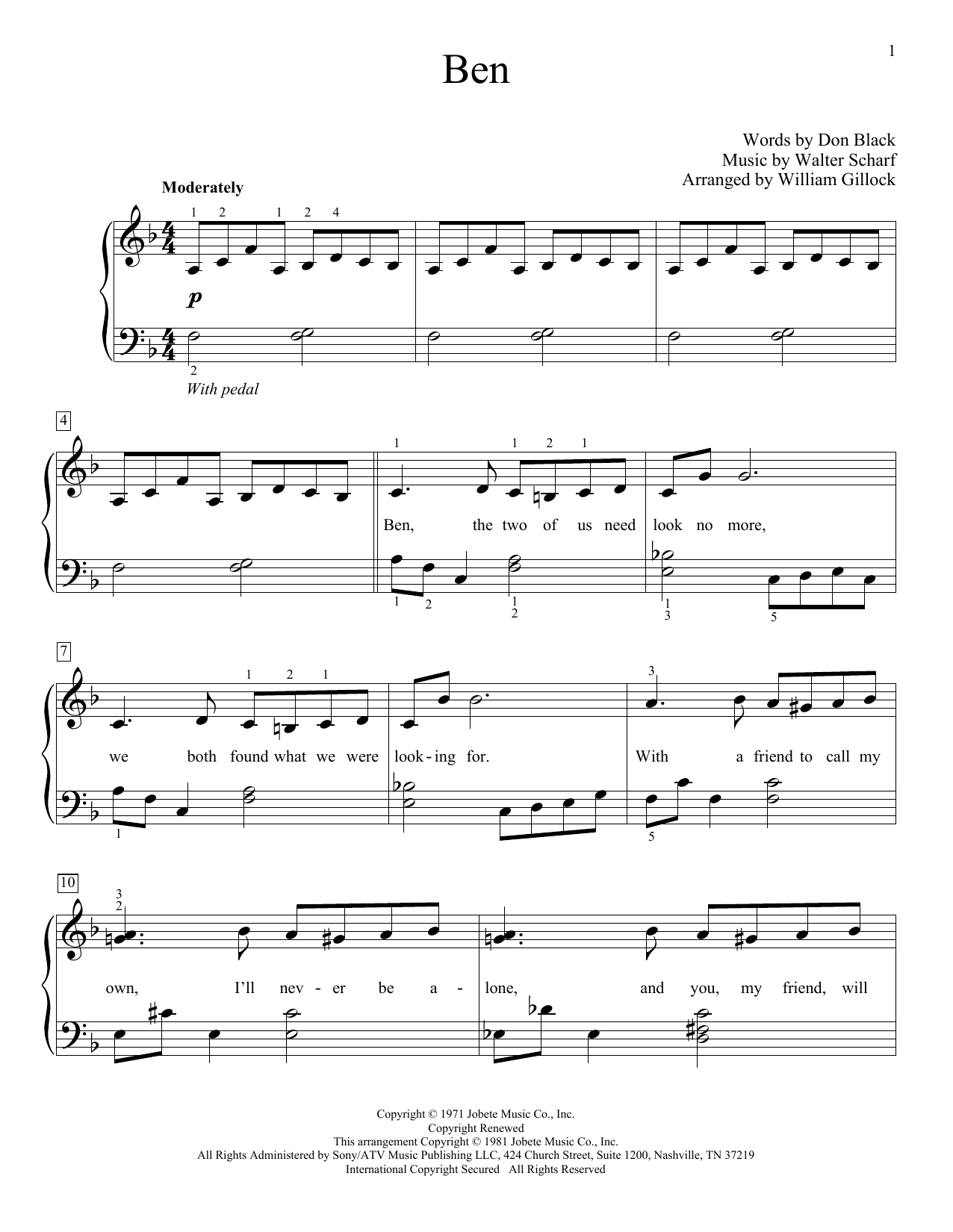 William Gillock Ben Sheet Music