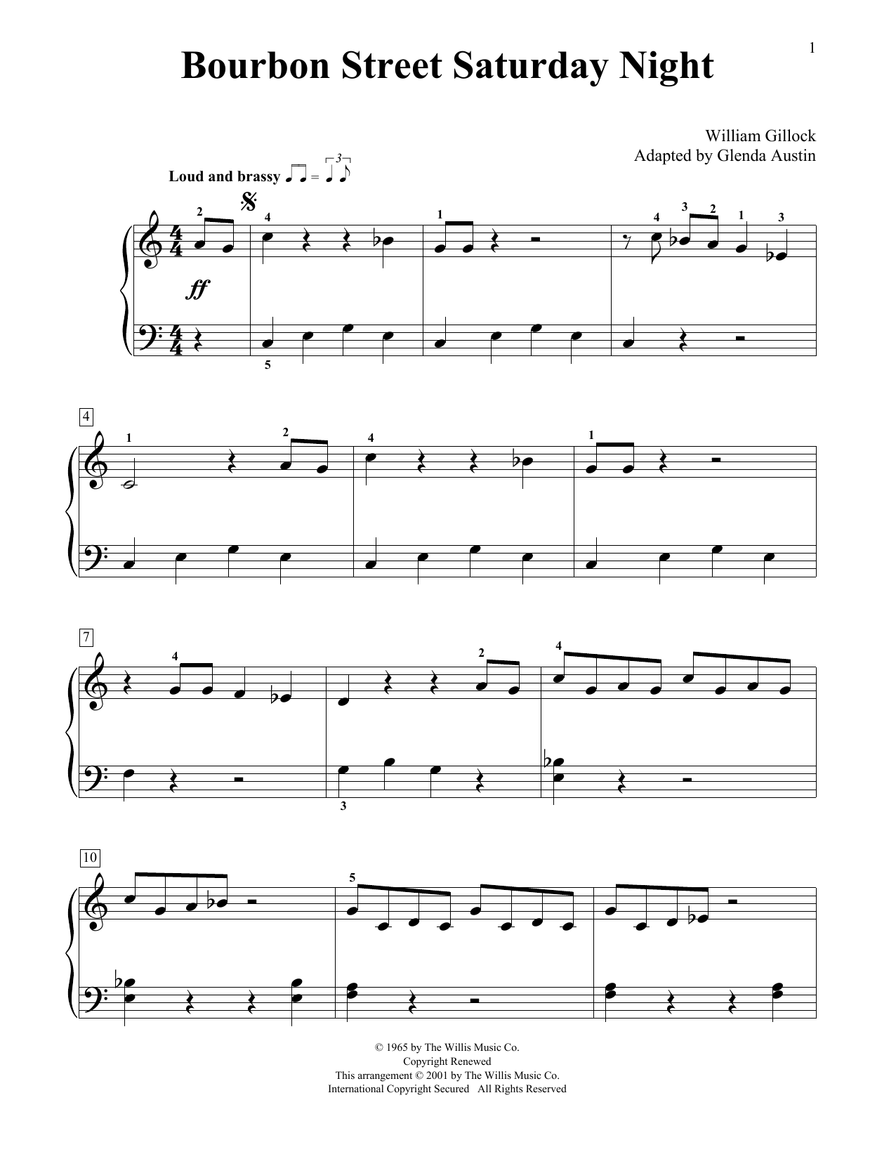 William Gillock Bourbon Street Saturday Night (Simplified) (adapted by Glenda Austin) Sheet Music