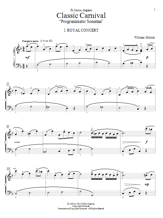 William Gillock Classic Carnival Sheet Music