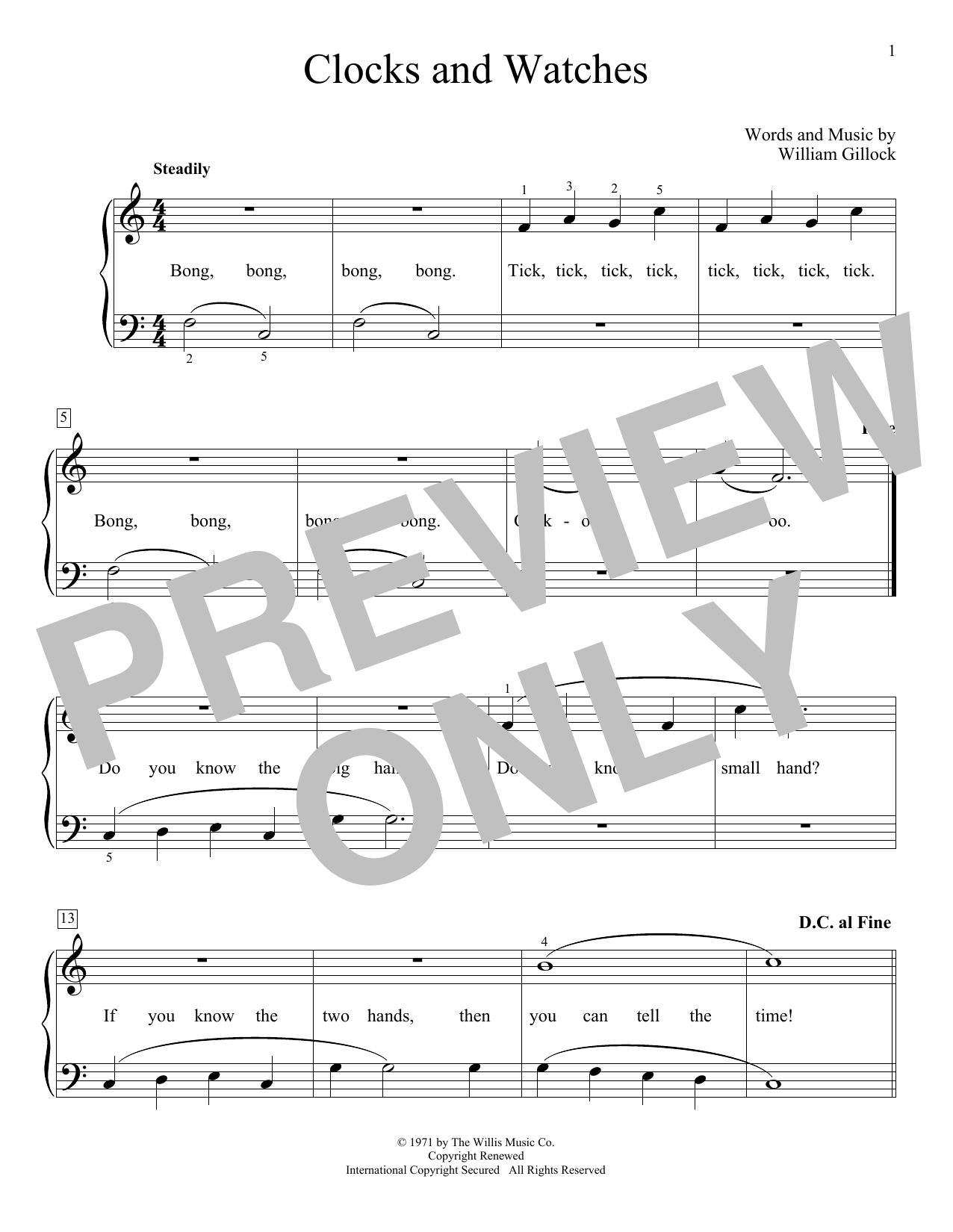 William Gillock Clocks And Watches Sheet Music