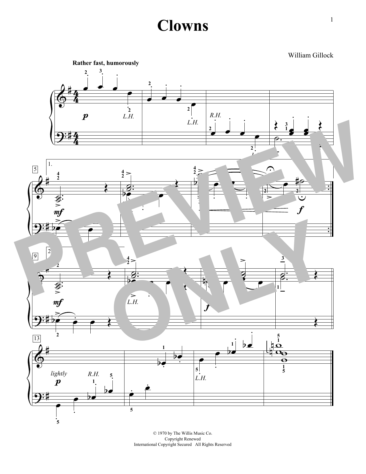 William Gillock Clowns Sheet Music