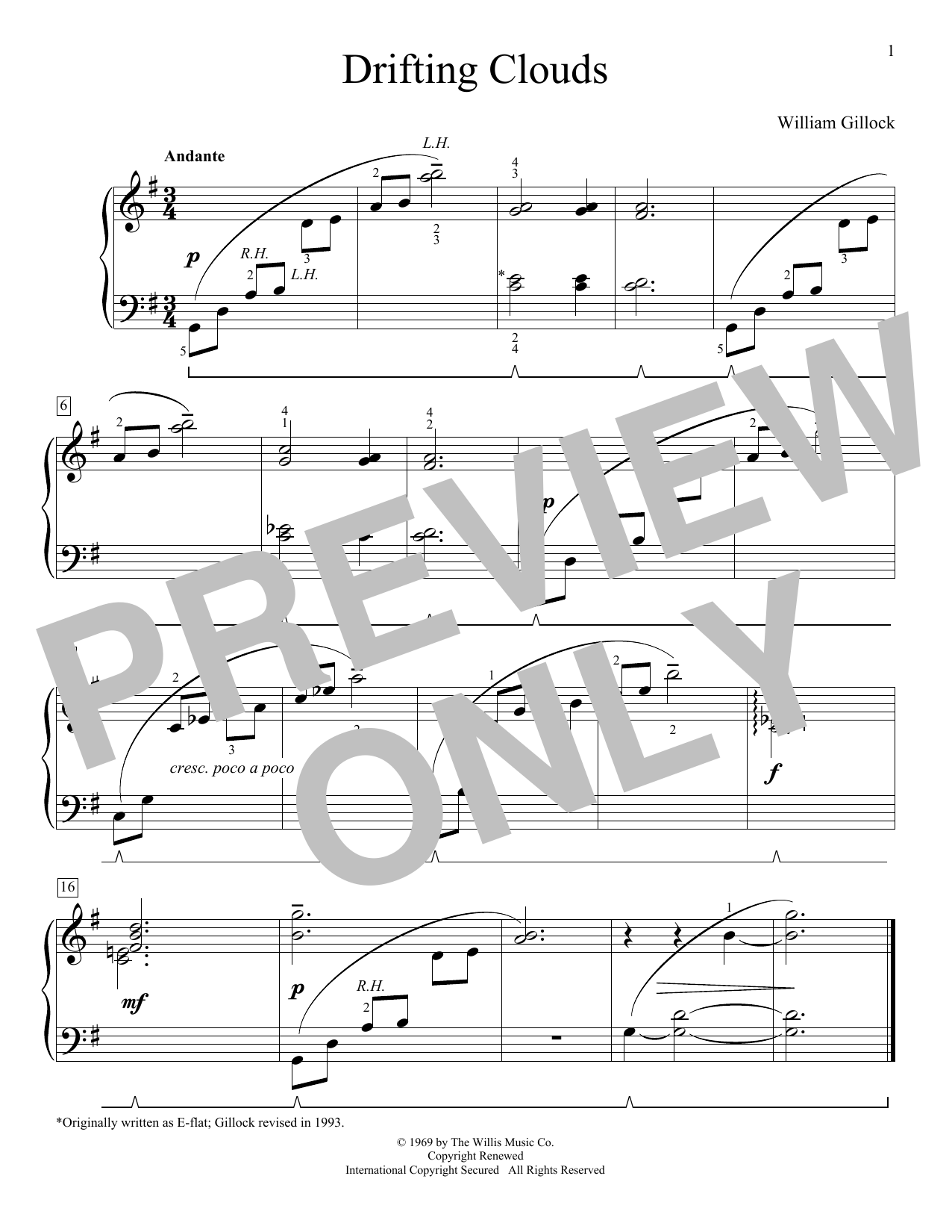 William Gillock Drifting Clouds Sheet Music