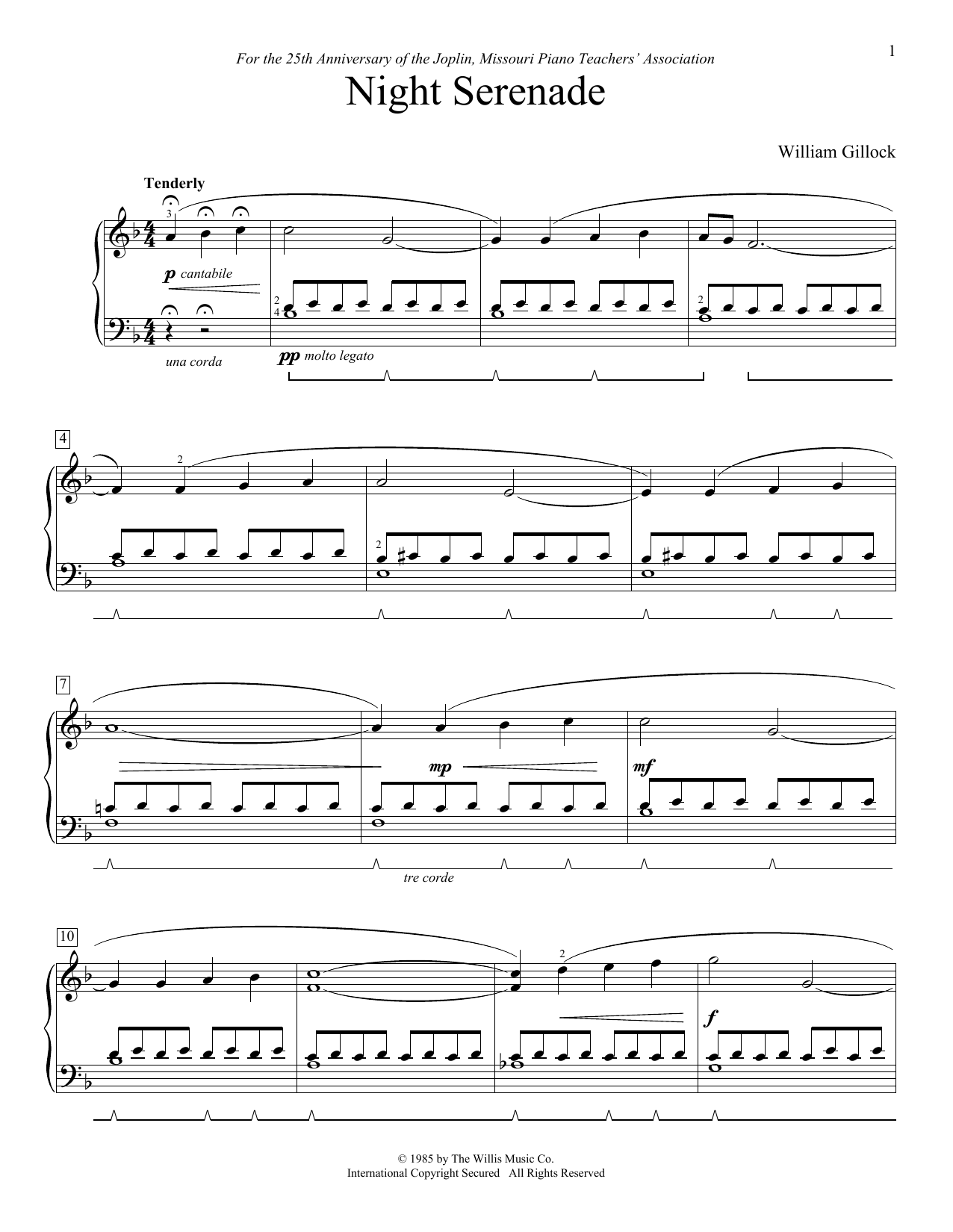 William Gillock Night Serenade Sheet Music