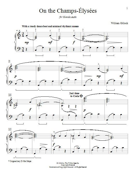 William Gillock On The Champs-Elysees Sheet Music