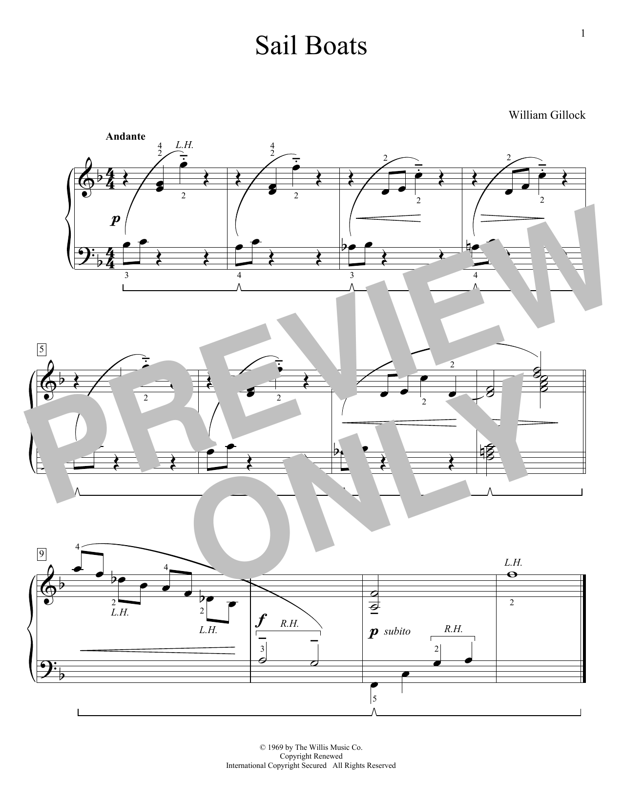William Gillock Sail Boats Sheet Music