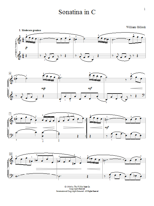 William Gillock Sonatina In C Sheet Music