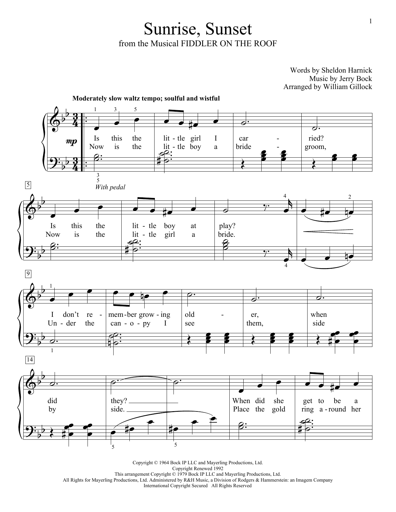 William Gillock Sunrise, Sunset Sheet Music
