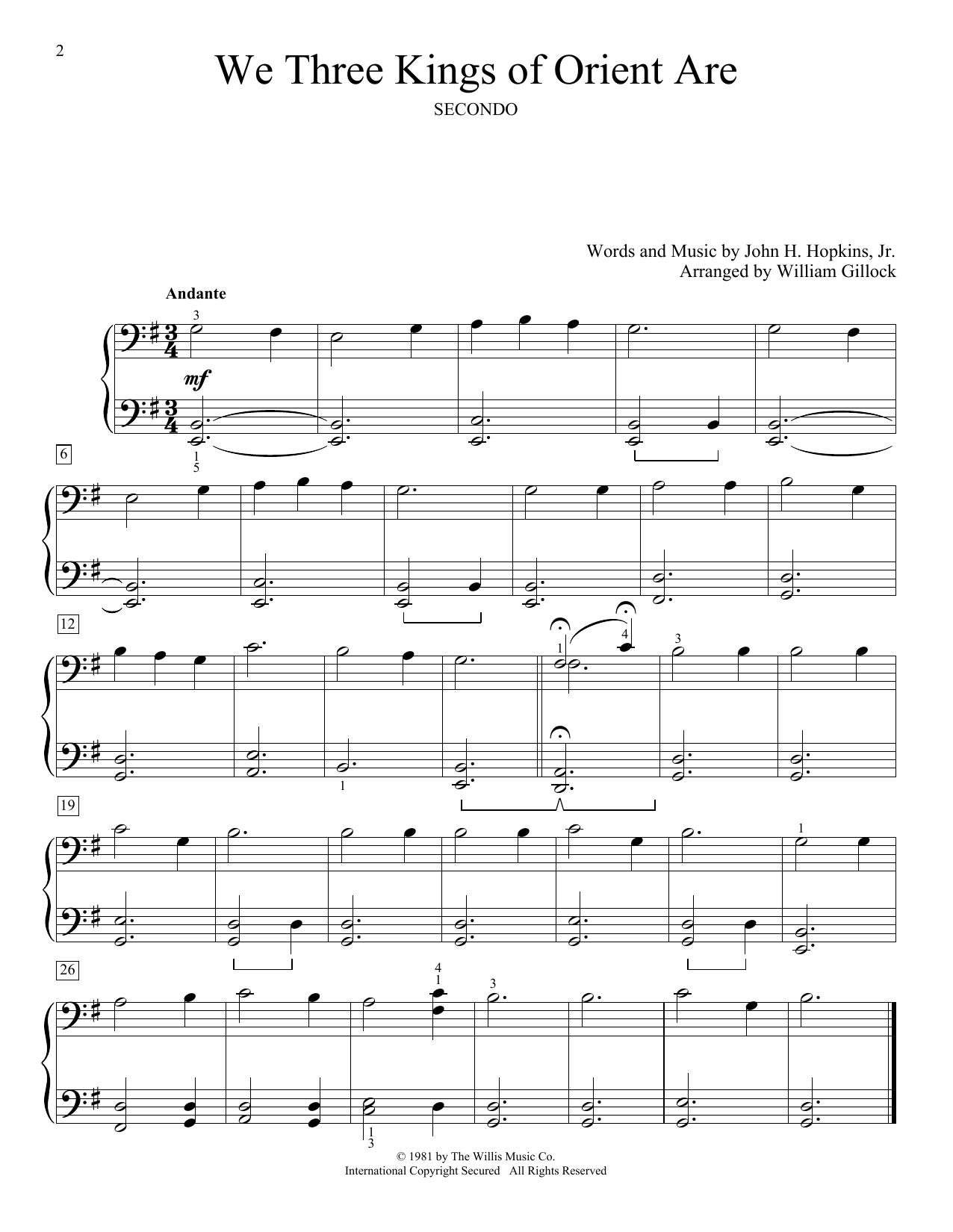 William Gillock We Three Kings Of Orient Are Sheet Music