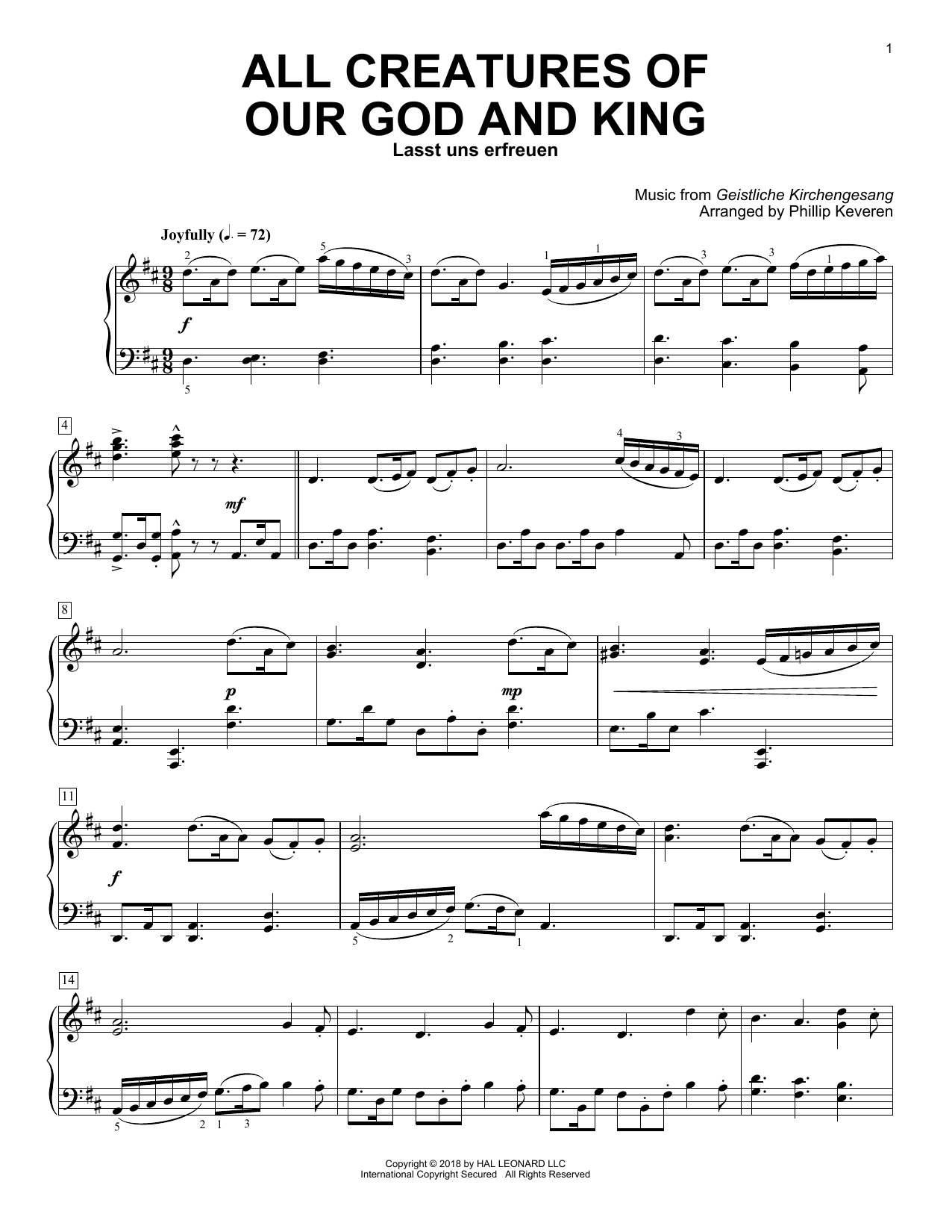 William Henry Draper All Creatures Of Our God And King (arr. Phillip Keveren) Sheet Music